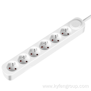 France 6-socket power strip with button